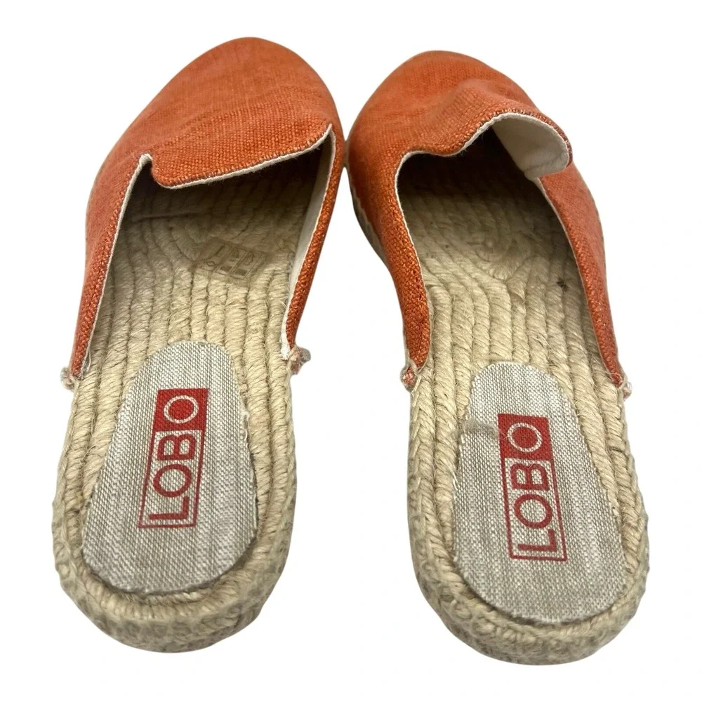 Lobo Spain Burnt Orange‎ Linen Espadrille Mules Slip On Shoes Womens 8.5